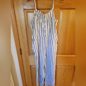Old Navy Blue and White Striped Jumper Women's Medium